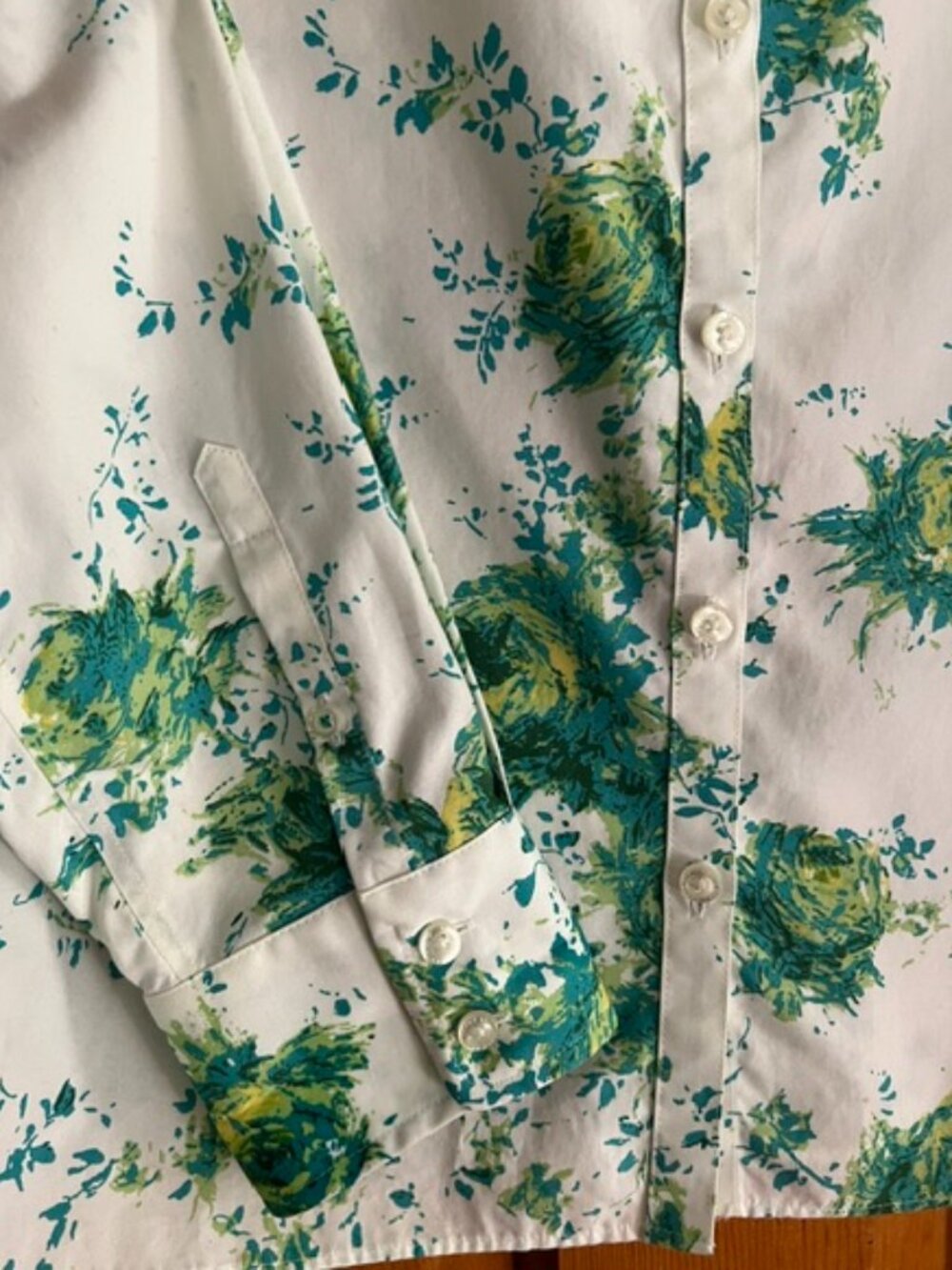 Lands' End No Iron Supima Lng-Slv Pure Cotton Floral Shirt Women's Size 14 - Picture 5 of 9